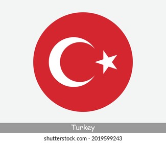 Turkey Round Circle Flag. Turkish Turk Circular Button Banner Icon. EPS Vector svg