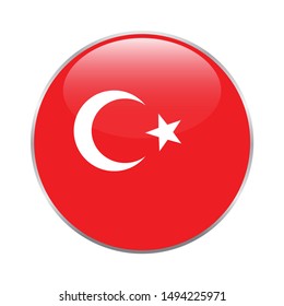  Turkey  round flag . closy flag of Turkey  - vector button. 