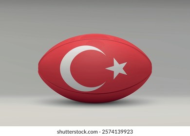 Turkey rugby ball featuring the national flag design on a gray background