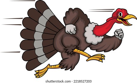 Turkey Running Fast Cartoon Mascot