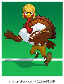 A turkey runs with a football