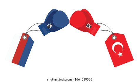 Turkey - Russia conflict. Vector image isolated on a white background.