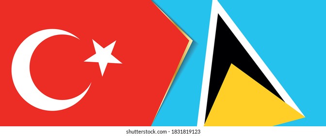 Banderas de Turquía y Santa Lucía, dos banderas vectoriales símbolo de relación o enfrentamiento.