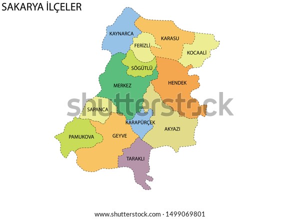 Turkey Sakarya District Map Vector Stock Vector (Royalty Free ...