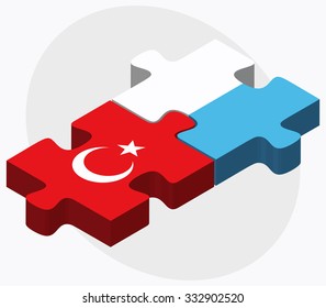 Turkey and San Marino Flags in puzzle isolated on white background