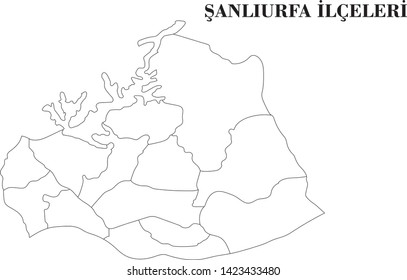 Turkey, Sanliurfa district map vector, Sanliurfa map vector illustration

