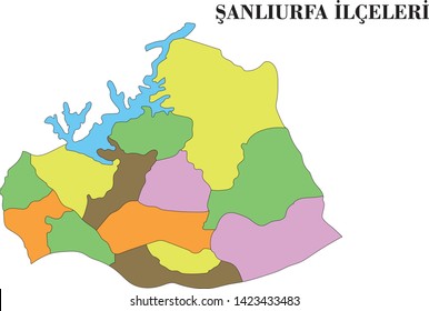 Turkey, Sanliurfa district map vector, Sanliurfa map vector illustration

