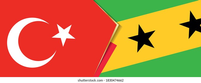 Turkey and Sao Tome and Principe flags, two vector flags symbol of relationship or confrontation.