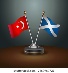 Turkey and Scotland table flags relation with gradient backgrund. Vector Illustration