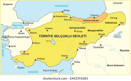 Turkey Seljuk State, Ottoman Empire, map, history, Seljuk State, Anatolia, Great Seljuk, Türkiye Selçuklu Devleti, Anadolu Selçuklu, Beylikler,Selçuklular,Büyük Selçuklu,Osmanlı Devleti