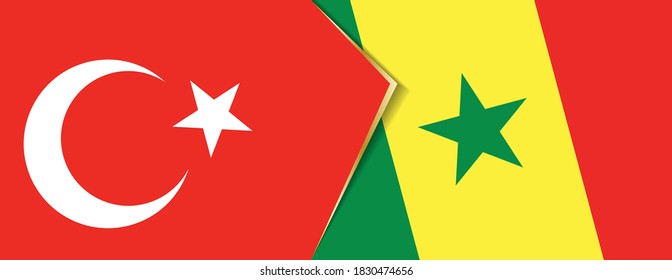 Turkey and Senegal flags, two vector flags symbol of relationship or confrontation.