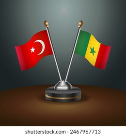 Turkey and Senegal table flags relation with gradient backgrund. Vector Illustration