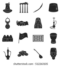 Turkey set icons in black style. Big collection of Turkey vector symbol stock illustration