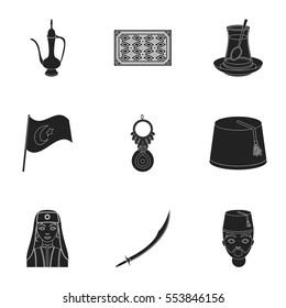 Turkey set icons in black style. Big collection of Turkey vector symbol stock illustration