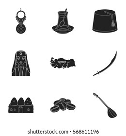 Turkey set icons in black style. Big collection of Turkey vector symbol stock illustration