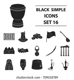 Turkey set icons in black style. Big collection of Turkey vector symbol stock illustration