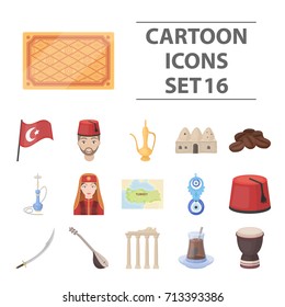 Turkey set icons in cartoon style. Big collection Turkey vector symbol stock illustration