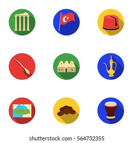Turkey set icons in flat style. Big collection of Turkey vector symbol stock illustration