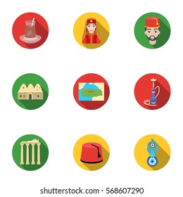 Turkey set icons in flat style. Big collection of Turkey vector symbol stock illustration