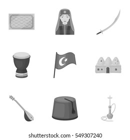 Turkey set icons in monochrome style. Big collection of Turkey vector symbol stock illustration