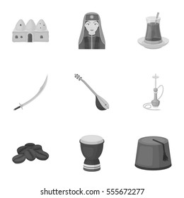 Turkey set icons in monochrome style. Big collection of Turkey vector symbol stock illustration