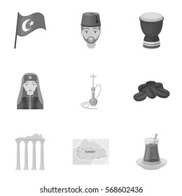 Turkey set icons in monochrome style. Big collection of Turkey vector symbol stock illustration