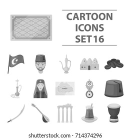 Turkey set icons in monochrome style. Big collection of Turkey vector symbol stock illustration