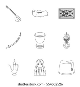 Turkey set icons in outline style. Big collection of Turkey vector symbol stock illustration