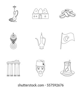 Turkey set icons in outline style. Big collection of Turkey vector symbol stock illustration