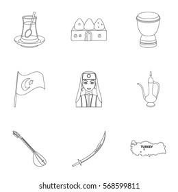 Turkey set icons in outline style. Big collection of Turkey vector symbol stock illustration