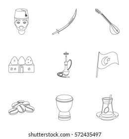 Turkey set icons in outline style. Big collection of Turkey vector symbol stock illustration