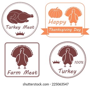 Turkey set. Isolated turkey on white background