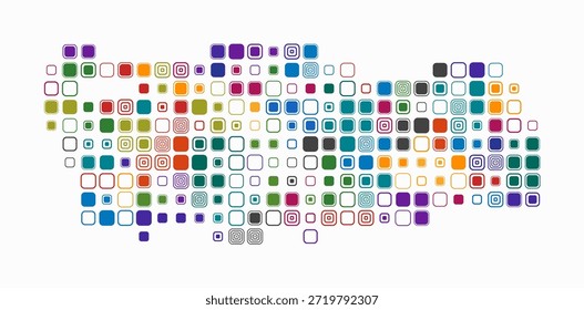 Turquía, forma de la construcción del país de células de color. Mapa de estilo digital de la Turquía sobre fondo blanco. Bloques cuadrados redondeados de tamaño Grande. Una Ilustración vectorial increíble.
