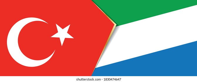Die Türkei und Sierra Leone Flaggen, zwei Vektorflaggen Symbol für Beziehung oder Konfrontation.