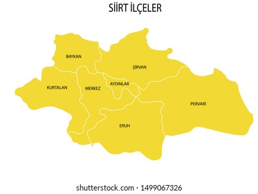 Turkey, Siirt district map vector
