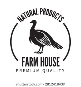 Turkey Silhouette In Circular Frame Black And White Graphic