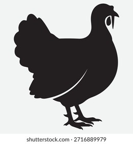 Vector de icono de silueta de pavo en la parte posterior blanca Silueta redonda Arte de gallina o pollo para niños - Ilustración vectorial
