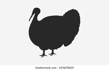 Turkey silhouette isolated on white background. Turkey icon. Vector illustration