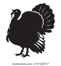 Türkei Silhouette Vektorsymbol. Schwarzes Thanksgiving-Vogellogo.