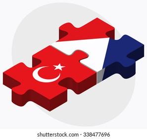 Turkey and Sint Maarten Flags in puzzle isolated on white background