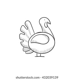 Turkey sketch icon for web, mobile and infographics. Hand drawn turkey icon. Turkey vector icon. Turkey icon isolated on white background.