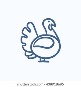 Turkey sketch icon for web, mobile and infographics. Hand drawn turkey icon. Turkey vector icon. Turkey icon isolated on white background.