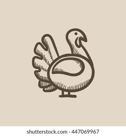 Turkey sketch icon for web, mobile and infographics. Hand drawn turkey icon. Turkey vector icon. Turkey icon isolated on white background.