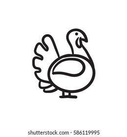 Turkey sketch icon for web, mobile and infographics. Hand drawn turkey icon. Turkey vector icon. Turkey icon isolated on white background.