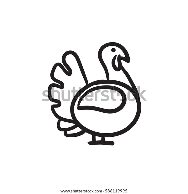 Turkey sketch icon for web, mobile and\
infographics. Hand drawn turkey icon. Turkey vector icon. Turkey\
icon isolated on white\
background.