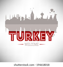 Turkey skyline silhouette design, vector illustration.
