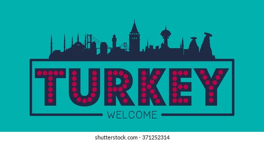 Turkey skyline silhouette vector design