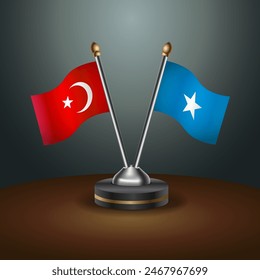 Turkey and Somalia table flags relation with gradient backgrund. Vector Illustration