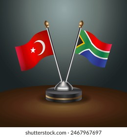 Turkey and South Africa table flags relation with gradient backgrund. Vector Illustration