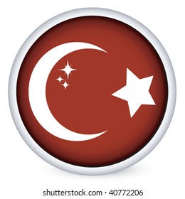 Turkey sphere flag button, isolated vector on white